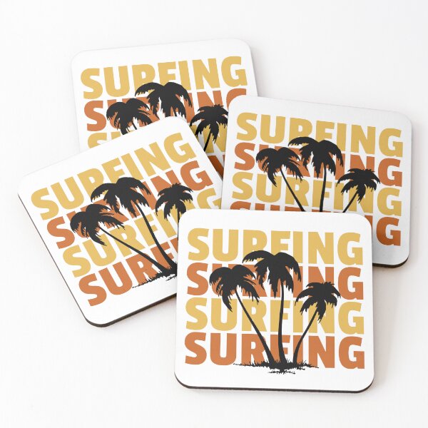 Item preview, Surfing Retro Palm Trees Graphic Art designed and sold by AhinoraArtShop.