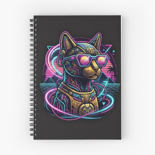 Item preview, Neon Synthwave Bastet - Cyberpunk Ancient Egypt designed and sold by alalame.