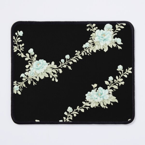 Item preview, Aqua Blue Floral Dress Pattern | Elegant Minimal Flower Print on Black | Vintage Aesthetic Dress Design designed and sold by Bhaskar Digital Art.
