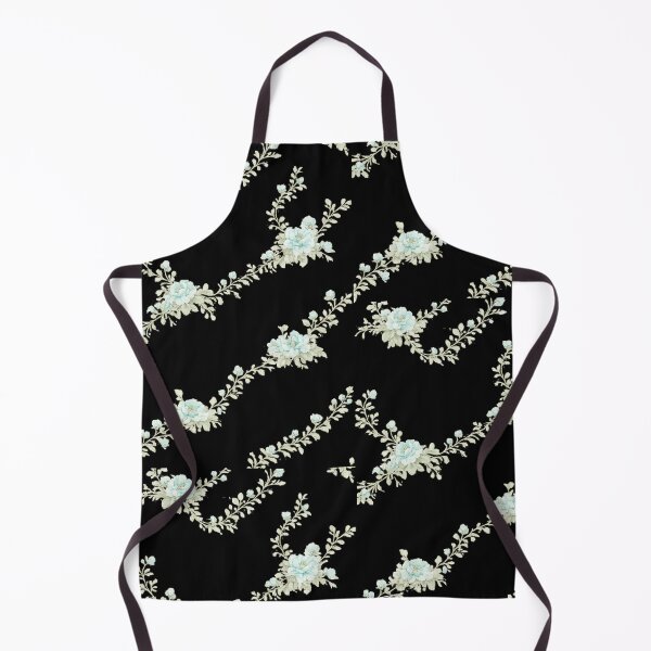 Item preview, Aqua Blue Floral Dress Pattern | Elegant Minimal Flower Print on Black | Vintage Aesthetic Dress Design designed and sold by Bhaskar Digital Art.