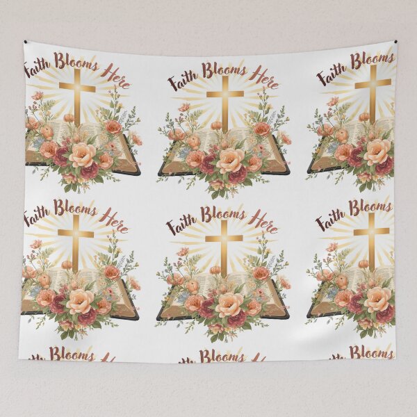 Item preview, Faith Blooms Here: Inspirational Christian Wall Art designed and sold by MaryvonLogg.