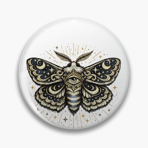 Item preview, Mystical Moth with Crescent Moons Stars and Eye Wing Pattern Victorian Occult Celestial Illustration designed and sold by OnPointOutfits.