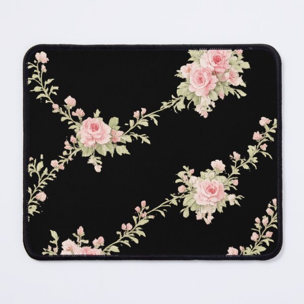 Item preview, Pink Rose Floral Dress Pattern | Vintage Romantic Flower Print | Elegant Black Aesthetic Dress designed and sold by Bhaskar Digital Art.