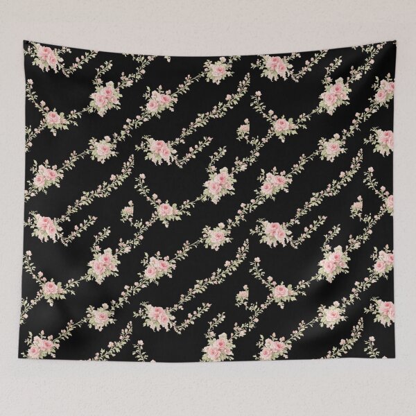 Item preview, Pink Rose Floral Dress Pattern | Vintage Romantic Flower Print | Elegant Black Aesthetic Dress designed and sold by Bhaskar Digital Art.