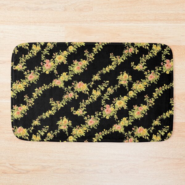 Item preview, Vintage Peach & Yellow Floral Dress Pattern | Elegant Black Background Flower Print | Cottagecore Aesthetic Dress designed and sold by Bhaskar Digital Art.