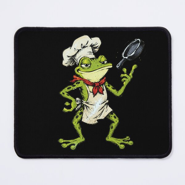 Item preview, Smug Chef Frog Tossing Frying Pan in Crooked Hat Retro 90s Skate Art Funny Cooking Illustration designed and sold by OnPointOutfits.