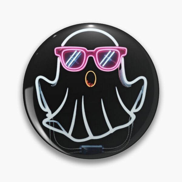 Item preview, Neon Cool Ghost with Sunglasses - Cyberpunk Spooky Art designed and sold by alalame.