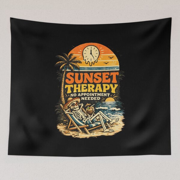 Item preview, Sunset Therapy Vintage Skeleton Beach Retro Summer designed and sold by MizoX7.