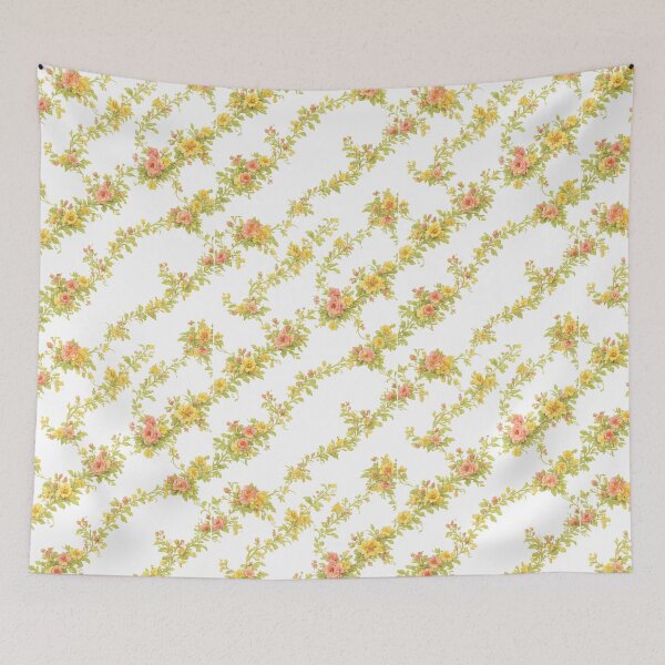 Item preview, Vintage Peach & Yellow Floral Dress Pattern | Elegant White Background Flower Print | Cottagecore Aesthetic Dress designed and sold by Bhaskar Digital Art.