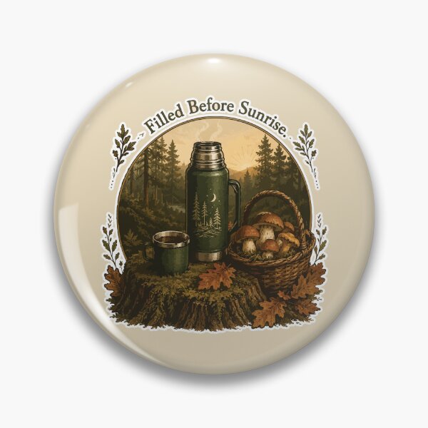 Item preview, Filled Before Sunrise Mushroom Sticker | Mushroom Hunting Coffee Lover | Forest Foraging Morning | Mycology Cottagecore Art designed and sold by SimplePoDesign.