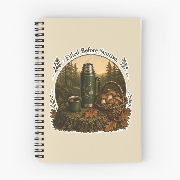 Item preview, Filled Before Sunrise Mushroom Sticker | Mushroom Hunting Coffee Lover | Forest Foraging Morning | Mycology Cottagecore Art designed and sold by SimplePoDesign.