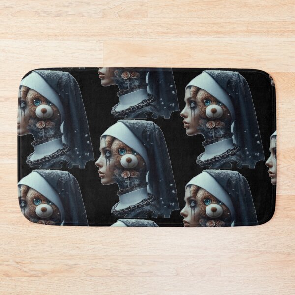 Item preview, Gothic Nun with Teddy Bear Double Exposure Horror Art designed and sold by LujziWorld.