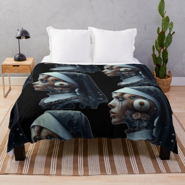 Item preview, Gothic Nun with Teddy Bear Double Exposure Horror Art designed and sold by LujziWorld.