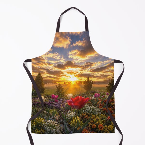 Item preview, Golden Sunrise Over a Blooming Tulip Garden – Vibrant Floral Landscape designed and sold by Wild Bloom Paws.