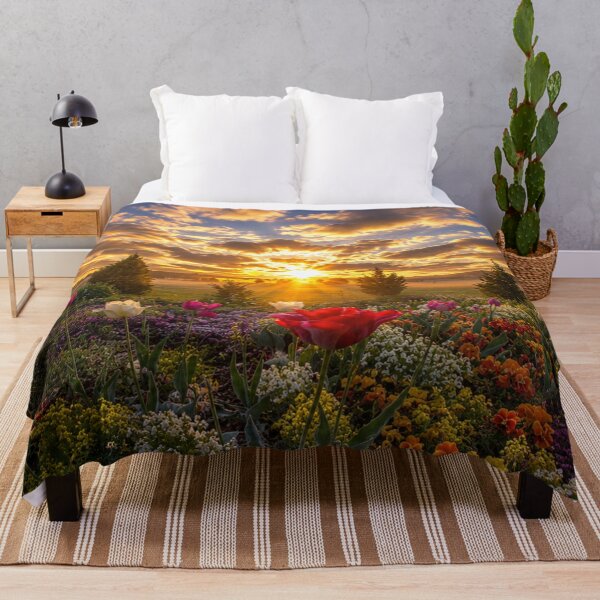 Item preview, Golden Sunrise Over a Blooming Tulip Garden – Vibrant Floral Landscape designed and sold by Wild Bloom Paws.