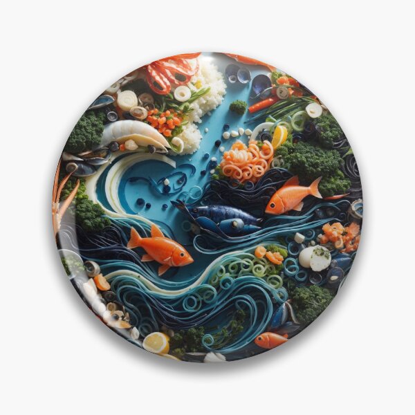 Item preview, Seafood Ocean Scene Surreal Food Art Print designed and sold by GenArtHaven.
