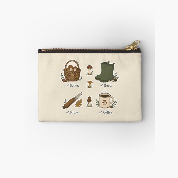 Item preview, Mushroom Hunting Essentials Sticker | Basket Boots Knife Coffee | Mycology Checklist | Forest Foraging | Cottagecore Gift designed and sold by SimplePoDesign.