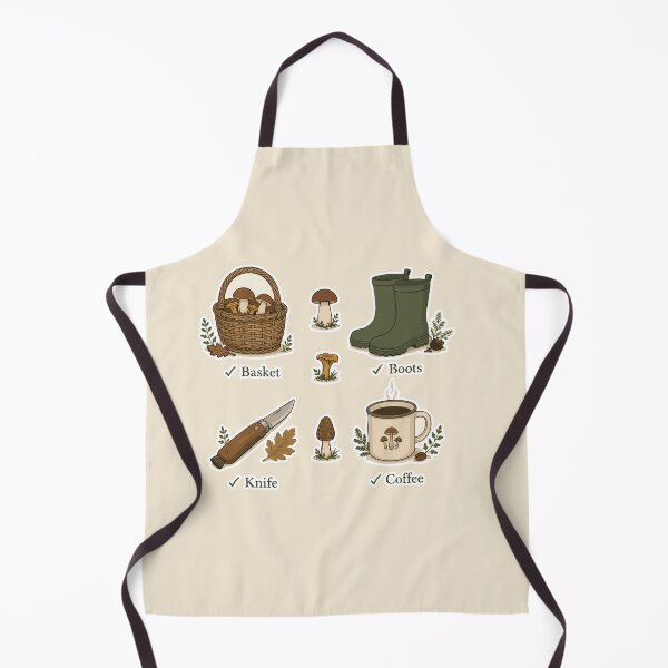 Item preview, Mushroom Hunting Essentials Sticker | Basket Boots Knife Coffee | Mycology Checklist | Forest Foraging | Cottagecore Gift designed and sold by SimplePoDesign.