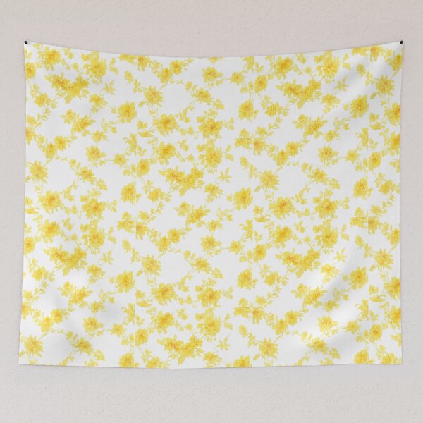Item preview, Yellow Floral White Dress Pattern | Vintage Aesthetic Flower Print Dress | Elegant Summer Outfit designed and sold by Bhaskar Digital Art.