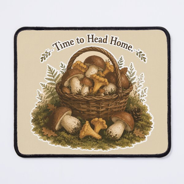 Item preview, Time to Head Home Mushroom Sticker | Mushroom Hunting Basket | Forest Foraging | Mycology Gift | Cottagecore Nature Art designed and sold by SimplePoDesign.