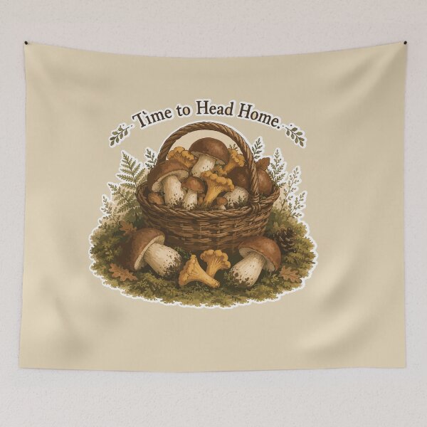 Item preview, Time to Head Home Mushroom Sticker | Mushroom Hunting Basket | Forest Foraging | Mycology Gift | Cottagecore Nature Art designed and sold by SimplePoDesign.
