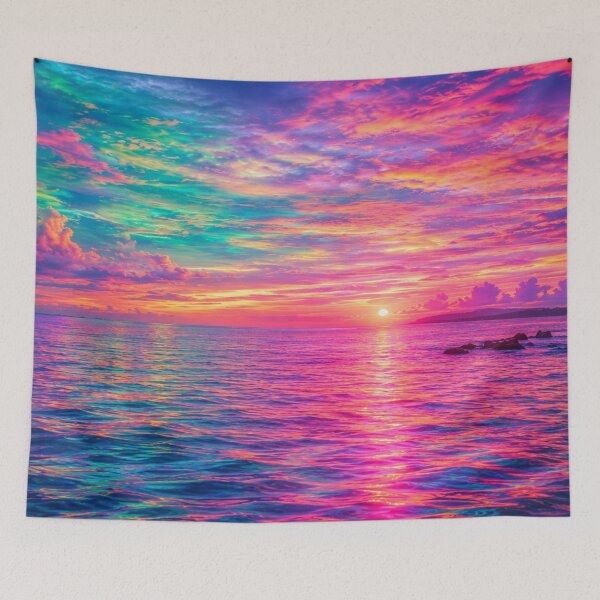 Item preview, Vibrant Rainbow Ocean Sunset – Colorful Tropical Seascape Landscape designed and sold by Wild Bloom Paws.