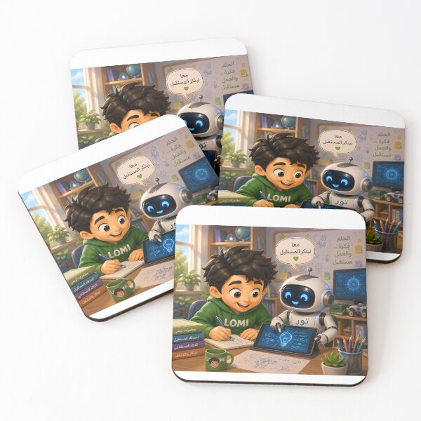 Item preview, Lomi and Robot Friend Learning Together  ⸻ designed and sold by LumivaraGallery.