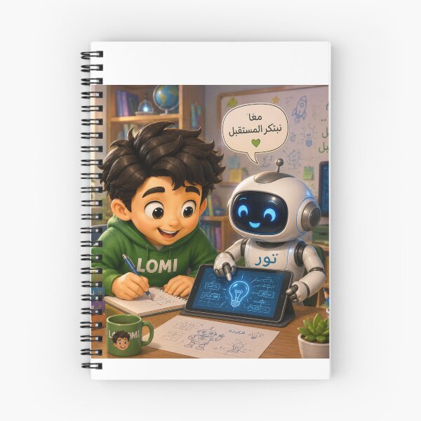 Item preview, Lomi and Robot Friend Learning Together  ⸻ designed and sold by LumivaraGallery.