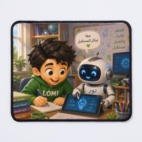 Item preview, Lomi and Robot Friend Learning Together ⸻ designed and sold by LumivaraGallery.