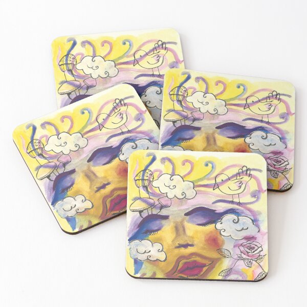 Item preview, Surreal Warm Yellow Cloud Dream Messy Mixed Media  designed and sold by BOKEbyTC.