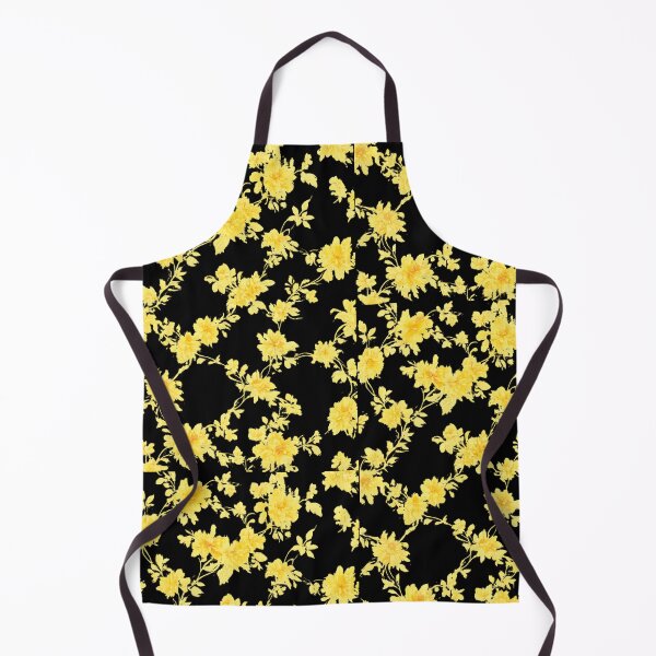 Item preview, Yellow Floral Black Dress Pattern | Vintage Aesthetic Flower Print Dress | Elegant Summer Outfit designed and sold by Bhaskar Digital Art.