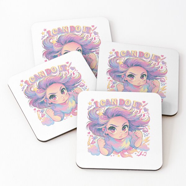 Item preview, Empowered Anime Girl | I Can Do It! Chibi Manga Pastel Illustration designed and sold by Anastasiia Yurevych.