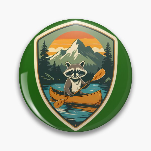Item preview, Retro Camping Raccoon Canoe Emblem designed and sold by Structure-Blue.