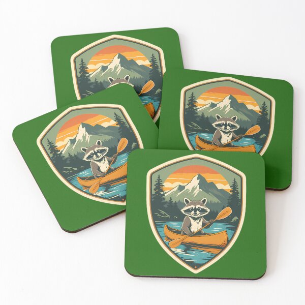 Item preview, Retro Camping Raccoon Canoe Emblem designed and sold by Structure-Blue.
