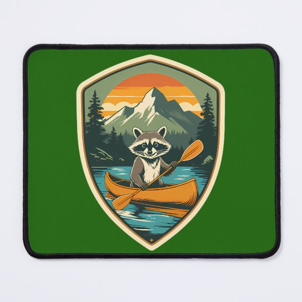 Item preview, Retro Camping Raccoon Canoe Emblem designed and sold by Structure-Blue.