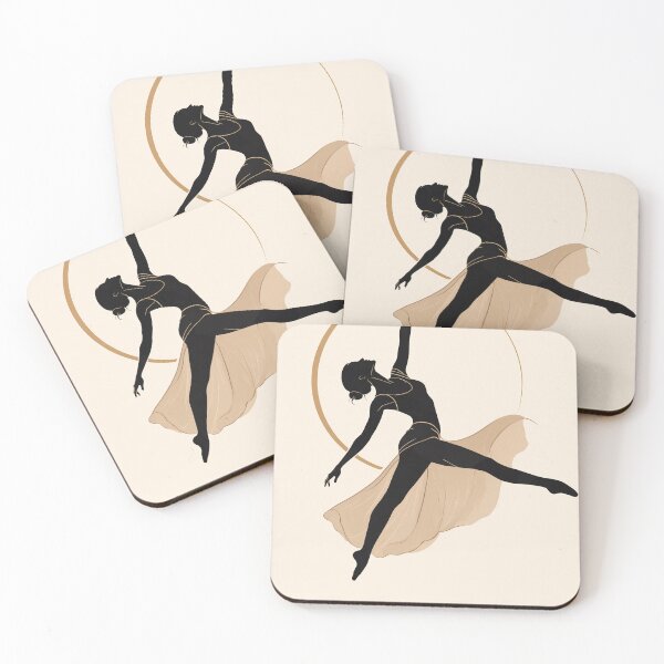 Item preview, Silhouette dancer in mid-leap pose. Graceful athletic movement against golden circle backdrop. Artistic freedom and motion concept illustration. designed and sold by Creative88Art.