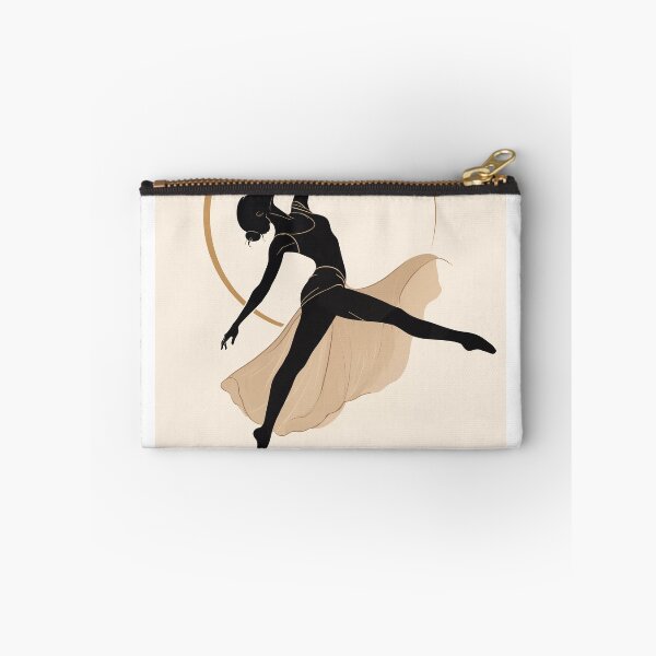 Item preview, Silhouette dancer in mid-leap pose. Graceful athletic movement against golden circle backdrop. Artistic freedom and motion concept illustration. designed and sold by Creative88Art.