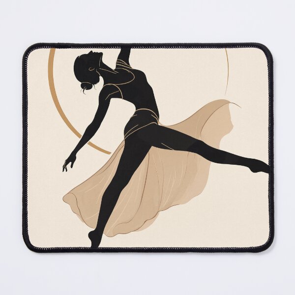 Item preview, Silhouette dancer in mid-leap pose. Graceful athletic movement against golden circle backdrop. Artistic freedom and motion concept illustration. designed and sold by Creative88Art.