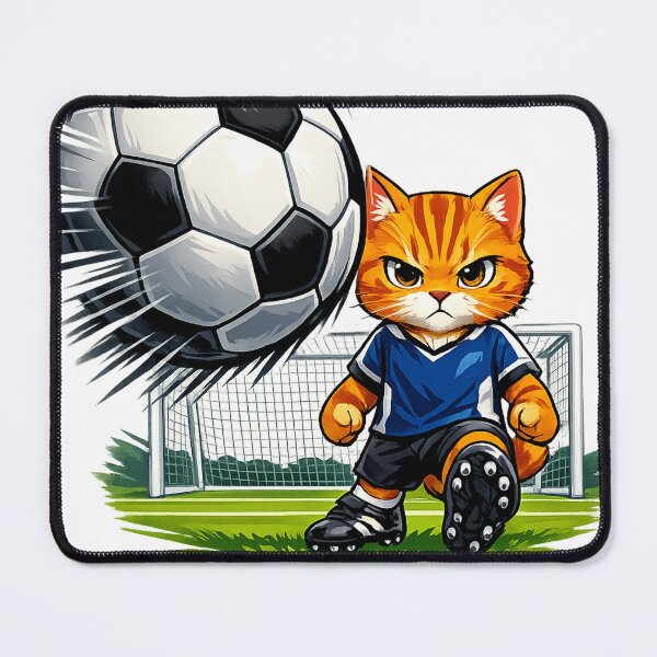 Item preview, Serious Soccer Cat Power Kick | Cute Orange Tabby Football Player designed and sold by SketchPalet.