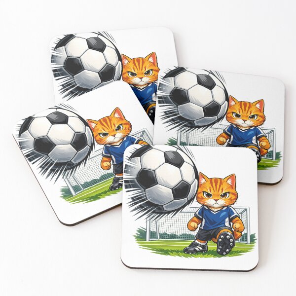Item preview, Serious Soccer Cat Power Kick | Cute Orange Tabby Football Player designed and sold by SketchPalet.
