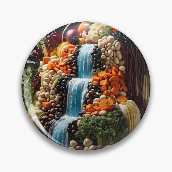 Item preview, Vegetable Waterfall Sculpture Surreal Food Art Print designed and sold by GenArtHaven.