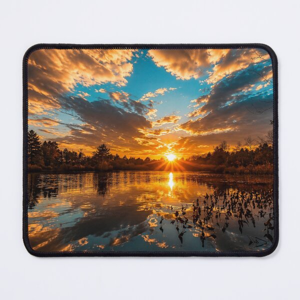 Item preview, Golden Sunset Reflections on a Peaceful Lake – Dramatic Nature Landscape designed and sold by Wild Bloom Paws.