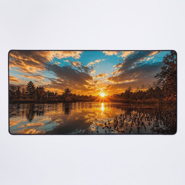 Item preview, Golden Sunset Reflections on a Peaceful Lake – Dramatic Nature Landscape designed and sold by Wild Bloom Paws.