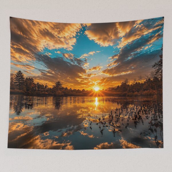 Item preview, Golden Sunset Reflections on a Peaceful Lake – Dramatic Nature Landscape designed and sold by Wild Bloom Paws.