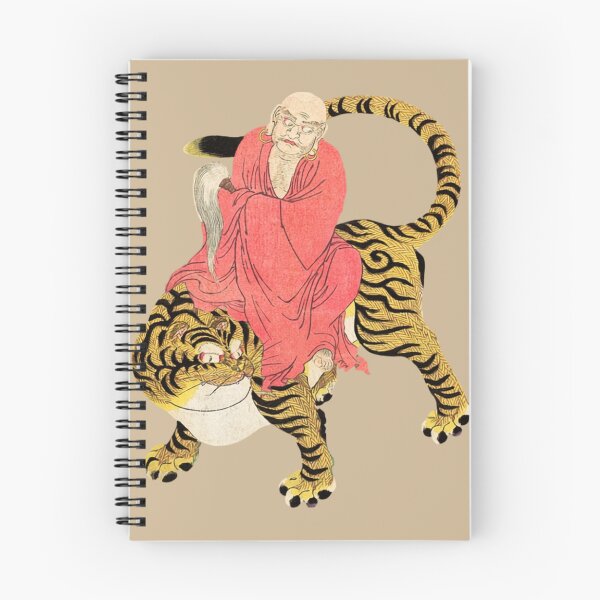 Item preview, Japanese Buddhist Monk - Tiger - Modern Ukiyo-e - Japandi, Warm Beige designed and sold by Black Swallow.