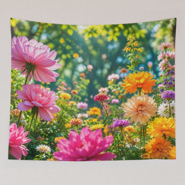 Item preview, Colorful Wildflower Garden in Sunlight – Vibrant Floral Nature Landscape designed and sold by Wild Bloom Paws.