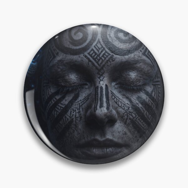 Item preview, Blue Fire Tribal Shaman Spirit Portrait designed and sold by WitchyBotanicaArt.