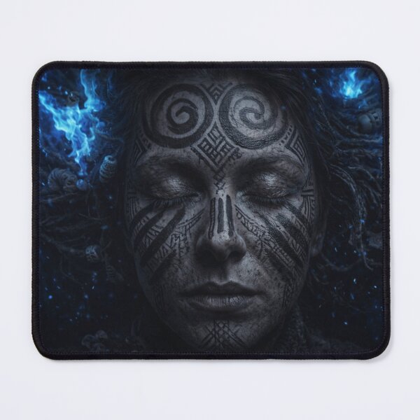 Item preview, Blue Fire Tribal Shaman Spirit Portrait designed and sold by WitchyBotanicaArt.