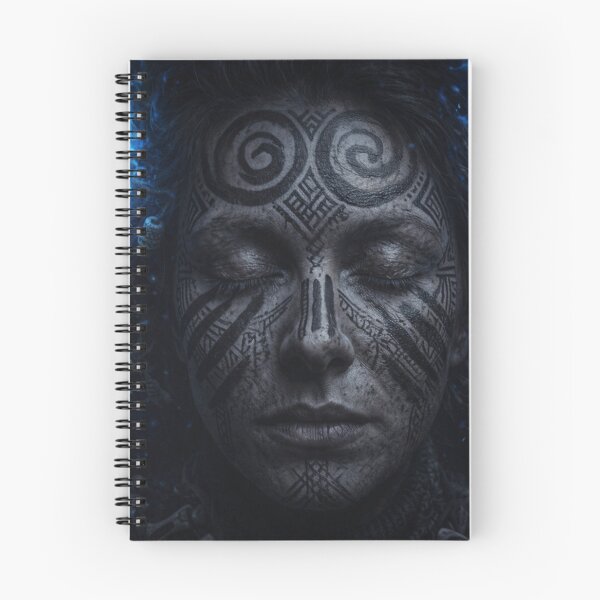 Item preview, Blue Fire Tribal Shaman Spirit Portrait designed and sold by WitchyBotanicaArt.