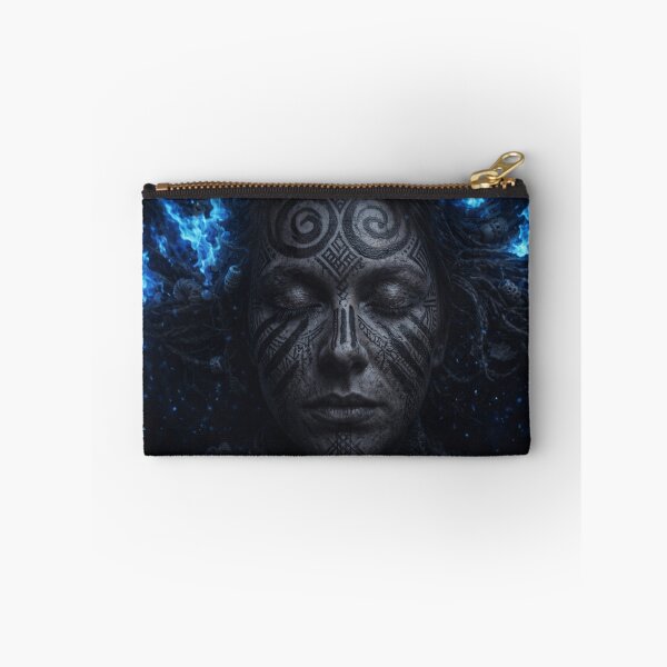 Item preview, Blue Fire Tribal Shaman Spirit Portrait designed and sold by WitchyBotanicaArt.